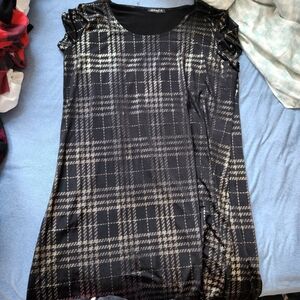 Jessica Black and Gold Plaid Mini Dress